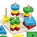 Infantastic Wooden Geometric Stacker (Colourful) for Early Motor Baby Kid Child Development Geometric Shape Matching Board Toy