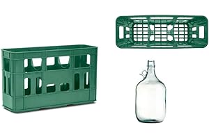 Euroshoppingonline Cassa per Dama Dame 5 Litri in Vetro Cesto 3 posti Cassetta Porta Bottiglie cassone Cassette sovrapponibili cesta Doppio Manico