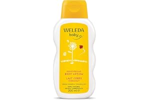 ‎WELEDA WELEDA Bio Baby Calendula Pflegemilch - Naturkosmetik Bodylotion mit Mandelöl & Bienenwachs zur Pflege & Reinigung von trockener Baby Haut. Milde Hautpflege Lotion für Babys und Kinder (1x 200ml)