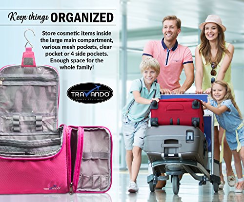 Travando ® Premium XXL Kulturbeutel zum Aufhängen | Extra Große Kulturtasche für Damen mit extra vielen Fächern | Waschtasche | Beauty Case | Kosmetiktasche | XL Waschbeutel | Reise Toilettentasche - 5