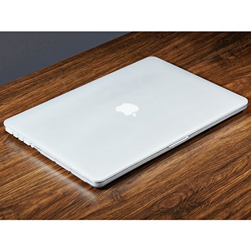 LENTION Matte Hartschale für MacBook Pro (Retina, 15″, Mitte 2012 zu Mitte 2015) Modell-A1398, LENTION Durchsichtige Plastikabdeckung & Schale für Mac Book Laptop, matte Hülle mit Gummifüßen, mit Anti-Staub Port Stecker – Transparent Weiß - 6