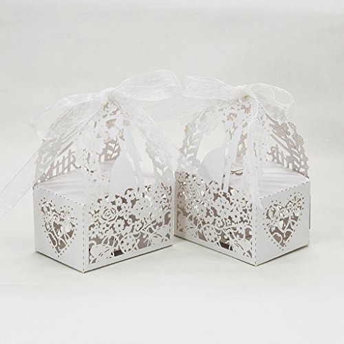 50pcs Lieben Herz Für Band Geschenk Boxen Schachtel Verpackung Hochzeit Partei Dekor – Weiß, L - 9
