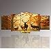 Produktbild Wuwenw Leinwandbilder Bild Auf Wandbild Kunstdruck 5 Panel Wandkunst, Die Hirsche, Malerei Bilder Druck Auf Das Bild Zuhause Moderne Dekoration 5 Stücke Ein Satz Mit-20X35/45/55Cm,With Frame