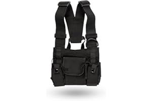 LIFE IS SIMPLE Tech Wear - Pettorina Con 4 Tasche per Apparecchiature Radio, Cintura Sul Petto, Misura