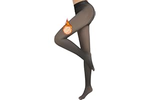 QooNoo Collant Polaire Femme Hiver Effet Transparent 85g/220g/300g, Collants Thermiques Chauds Taille Haute pour Femme