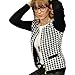 ipretty Women Houndstooth Jacket Short Zipper Cotton Coat Round Neck
