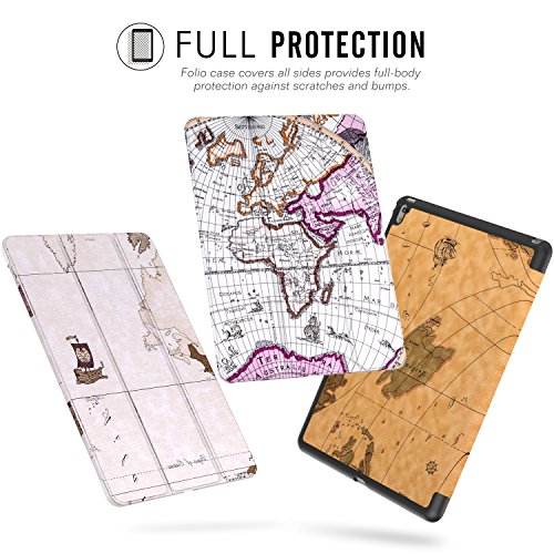 MoKo Hülle für iPad Pro 9.7 – Ultra Lightweight Slim PU Leder Tasche Schutzhülle Schale Smart Shell Case mit Auto Schlaf / Wach Funktion und Standfunktion für Apple iPad Pro 9.7 Zoll Tablet, Landkarte B112 - 5