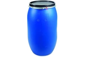 OIPPS Invopak 220 Litre Plastic Blue Open Top Barrel with Lid & Ring UN Approved Food Grade