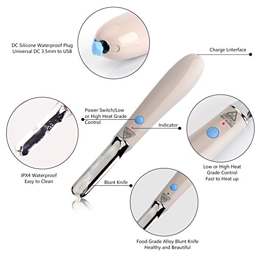 Elektronisch Käsemesser, MagicLux Tech Automatische Heizung Buttermesser Spachtel für Schmelzen/Schneiden/Ausbreitung Butter Käse Honig Marmelade Eiscreme, Edelstahl Küchenmesser für Frühstück Abendessen (Grau) - 3
