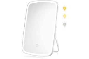 keilend Lighted Makeup Mirror with 68 LED Lights, LED Vanity Mirror with Touch Screen, 3 Colors Lighting Modes & USB Rechargeable, Portable Tabletop Cosmetic Make Up Mirror, Gifts for Girl Women