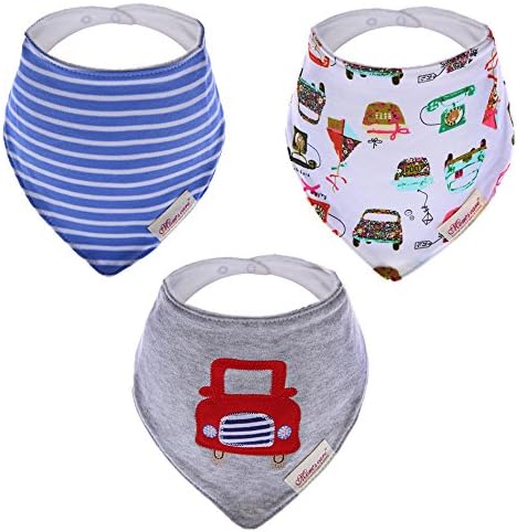 Hxhome 3 Pcs Lovely Baby Boys Infant 100% Cotton Bandana Bib Saliva Dribble Burp Cloth Apron Pinny Boy Design