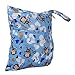 2-Zip Washable Baby Cloth Diaper Nappy Bag Monkey Heart Blue