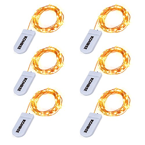 Preisvergleich Produktbild LED Kupferdraht Lichterkette, Kohree 6 Stück Lichterkette Warmweiß Batteriebetrieben Micro 30 LEDs 5 Ft / 1.5M, für Weihnachten, Hochzeit, Party, Heim-Dekoration