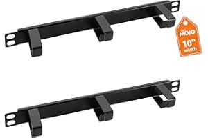 Tecmojo 0.5U Horizontal Cable Manager with 3 D-Rings, Metal Rackmount Cable Organizer for 10" Width Server Rack & Network Cabinet, Black (2 Pack)
