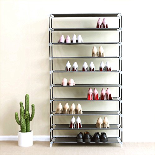 Songmics XXL 10 Schicht Schuhregal für ca. 45 Paar Schuhe Schuhschrank Schuhständer 88 x 28 x 160 cm Schwarz RXJ36H - 7