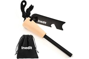 NEDIT Feuerstahl Outdoor - Feuerstein - KOSTENLOSE Tasche - Feuerstahl - Set - 7 in 1 - Traditioneller Feuerstarter für Outdoor und Bushcraft - Einfach und Effektiv Multifunktionswerkzeug-Schaber