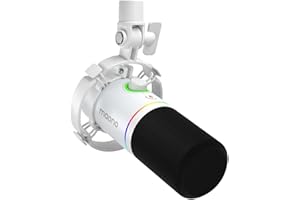 MAONO Micrófono de podcast XLR/USB, micrófono dinámico de PC para grabación, transmisión, juegos y voz, micrófono de metal con software, perilla de ganancia y control de volumen, PD200X (blanco)