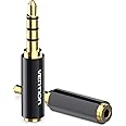 VENTION 2.5mm Female Jack to 3.5mm Male Jack, 3.5mm to 2.5mm Stereo Adapter Full Metal Earphone Audio Headphone Adapter Connector Converter Gold Plated for Microphone Headphones (2 Pack)
