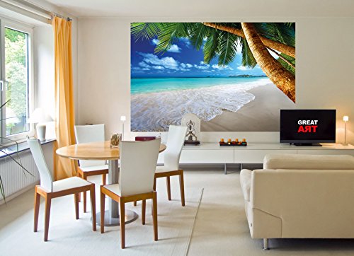 Fototapete Karibik Sandstrand mit Palmen und Meer Wand-dekoration – Wandbild Strand Poster-Motiv by GREAT ART (210 x 140 cm) - 8