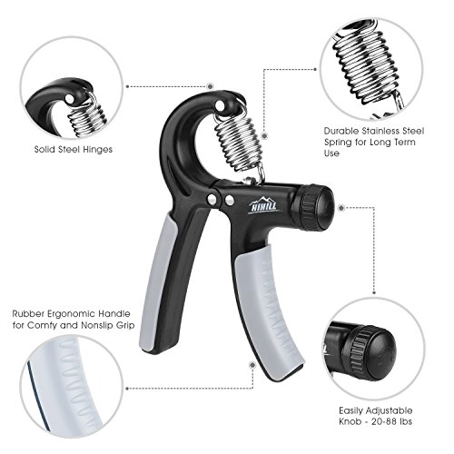 HiHiLL Handtrainer Fitness Fingertrainer Fingerhantel einstellbar 20-88Lbs (10-40kg) Griff-Verstärker für die Entwicklung der Hand- und Unterarmmuskulatur - 4