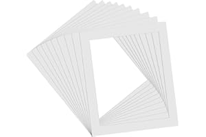Marstey 10 x Fotomatten, Papier-Bildermatte, rechteckiger Bilderrahmen, Passepartout, Papp-Fotohalterung für Rahmen, weiße Karte, Bilderrahmen-Einsätze, Passepartouts für 25,4 x 30,5 cm Malerei