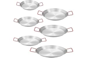 Besttoolifes Padella per paella, padella per frutti di mare per paella, riso e paella, ciotola per paella, piatto da portata, wok, vassoio per snack, in acciaio inox (22 cm)