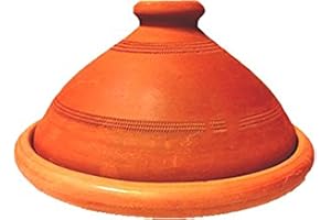 ORIGINAL Tajine Marocain en Terre Cuite Tuareg Ø 30cm pour 4-5 Personnes | Plat a Tagine avec couvercle fait Main au Maroc | non émaillé Libre de matières Toxiques pour votre Cuisine Marocaine