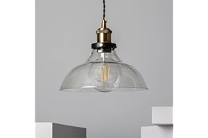 LEDKIA LIGHTING Lámpara Colgante de Metal y Cristal Springsteen 245x1565 mm Bronce E27 Casquillo Gordo Cristal Decoración Salón, Habitación, Dormitorio