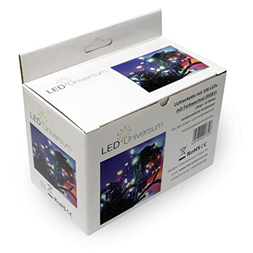LED Universum WBLRGB1065 LED Lichterkette RGB mit 100 LEDs Länge: 10 Meter (Stimmungsbeleuchtung spritzwassergeschützt, für innen und außen, Weihnachten, Feier, Wohnzimmer, Garten, Terasse) - 3