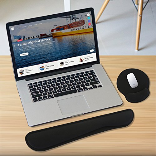 Reposamu  ecas Teclado Gel WEINAS Ergon  mico con Mu  ecas del Teclado Rat  n Pad Antideslizante para Ordenador Alfombrillas para Rat  n y Teclado Reposamu  ecas Espuma de Memoria Almohadilla de Rat  n - Negro