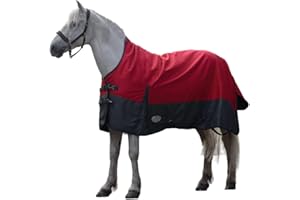 REITSPORTPLUS Pferdedecke 1200D High Neck Weidedecke Winterdecke Regendecke Turnout : 200g Red/Black - 145cm