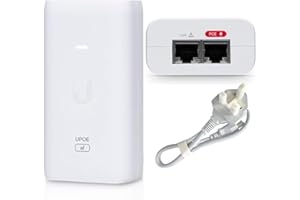 Ubiquiti U-POE V2, U-POE-af Instant 802.3 af 48V 15W Power POE Injector with TOMAN V2 UK Adapter plug (colours may vary) (New)