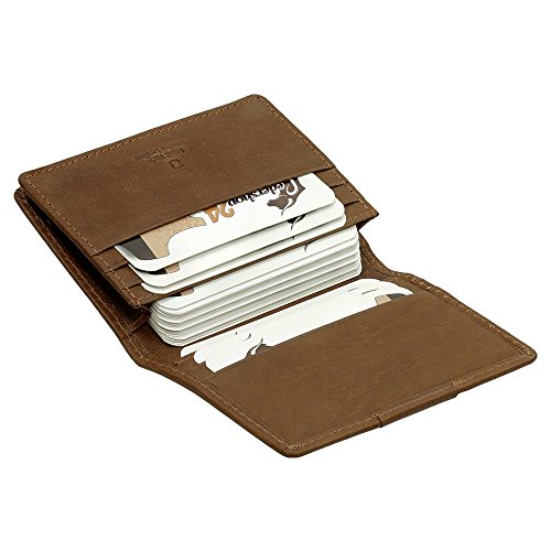 Ledershop24 Pelle Carta Custodia Tramite Carta di Credito Slot XXL 21 Carte 7,5 cm vers. Colori: Nero, Marrone, Cognac, Cognac