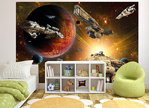 Fototapete Galaxy Adventure – Wandbild Dekoration Raumfahrt-Mission space-shuttle science-fiction Raumschiff Weltraum All Stern I Foto-Tapete Wandtapete Fotoposter Wanddeko by GREAT ART (336 x 238 cm) - 8