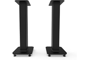 Kanto SX26 - Supporti da pavimento per altoparlanti da scaffale universali da 66 cm, Piastra superiore in due misure, sacchetti di riempimento inclusi, nero | Coppia