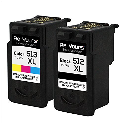 Reyours Canon PG - 512 XL / CL - 513 XL Druckerpatronen remanufactured fur -Mit neuem Chip und anzeige von tinte volumen (2er set)