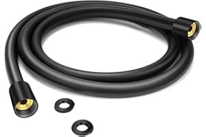 YEAUPE Wąż prysznicowy 150 cm z zabezpieczeniem przed przekręceniem, wąż prysznicowy 150 cm standardowe przyłącze 1/2", elastyczny i odporny na zginanie, sprawdzony pod kątem wody pitnej i pod ciśnieniem, czarny