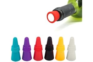 ‎ASYKNM ASYKNM 6 Pack Weinverschluss Silikon,Flaschenverschlüsse Farbig Wiederverwendbare Weinflasche Caps Bier Sealer mit Schraube für Einkochen von Bier Getränke Alkohol