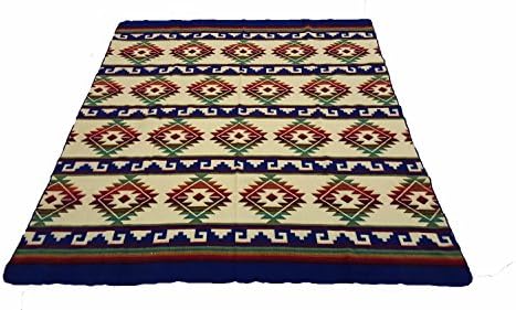 KGM Accessories Beautiful Large heavy American Indian pattern Blanket throw Blue