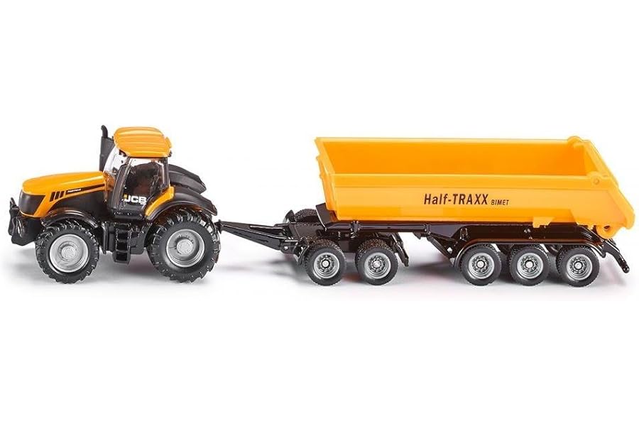 siku 1858, JCB Tractor with Dolly and Tipping Trailer, 1:87, Metal,Plastic, Yellow, Removable tipper body