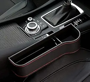 Lukzer 1PC Car Seat Gap Organizer Multifunctional Front Seat Gap Filler Console Side Pocket with Bottle Cans Holder Interior Storage Caddy for Cards, Phones, Keys, Coins (Driver Side / 27 x 8 x 17cm)