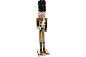BAKAJI Soldado Cascanueces de Navidad de Madera Gigante Altura 106 cm Vestidos Pintados Barba y Pelo de Peluche con Mecanismo Funcionante Decoraciones Navidad (Diseño 2)