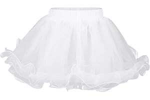 IEFIEL Filles Jupon de Robe de Cérémonie Blanc pour Enfants Crinoline Petticoat Organza Tutu Jupe Robe de Princesse Soirée Mariage Fille Jupon 2-8 Ans