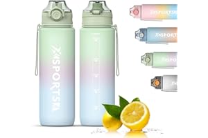 Bugucat Bottiglia d'Acqua 1L, Bottiglia Acqua con Coperchio a Prova di Perdite, Borraccia Sportiva Riutilizzabile, Borraccia Adatto per Palestra, Yoga, Ciclismo, Viaggi (Verde)