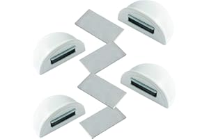 JANDTEK Fermaporta magnetico - Fermoporta da pavimento 4 pezzi - Fermaporte da terra adesivi - Blocca porta da pavimento bianco - Paracolpi porta