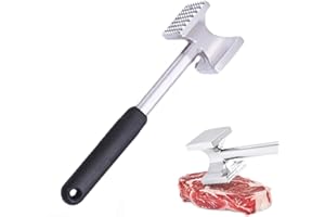 VOMALIY Meat Tenderizer Hammer, Meat Tenderiser Spiked & Flat Hammer Aluminum Alloy Meat Tenderizer Hammer Metal Mallet for Steak, Chicken, Poultry, Beef, Tool Used for Kitchen & BBQ