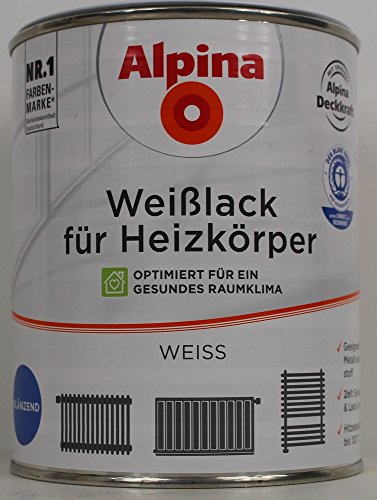 1L Alpina Weißlack für Heizkörper Acryllack Heizkörperlack weiss glänzend