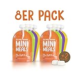 GELD UND ZEIT SPAREN & DIE UMWELT SCHONEN: Kaufen Sie nie wieder teure Wegwerf-Quetschies & scheußliche Gefäße. Legen Sie sich einen Vorrat Ihrer liebevoll und frei von Zusatzstoffen zubereiteten Babynahrung an und bewahren Sie ihn in 8 Mini Meals Quetschies auf.