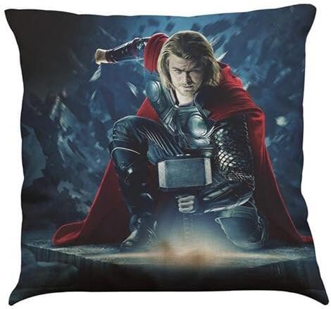 SquishyBean Marvel Avengers THOR Printed Cotton Linen Decorative THOR Pillow Cover THOR hesian Cushion