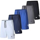 fovdtaa 5 Pack Mens Athletic Shorts with Pockets Elastic Waist Quick Dry Workout Shorts Running Pants